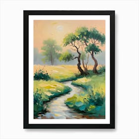 Stream In A Field Art Print