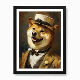 Oil Painting Smiling Shiba Inu 22 Art Print