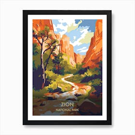 Zion National Park Travel Poster Illustration Style 4 Art Print