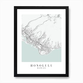 Honolulu Hawaii Street Map Minimal Color Art Print