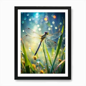 Insect Symphony Capture A Dragonfly Perched On Art Print