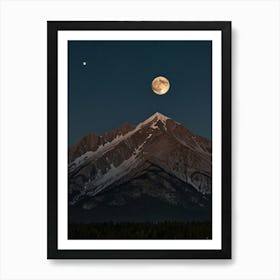 Moonrise Over The Mountains Art Print