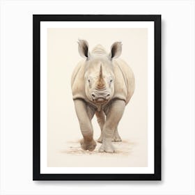 Simple Illustration Of A Rhino 6 Art Print