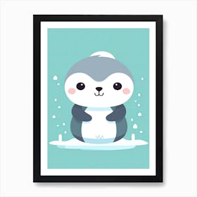 Baby Otter Minimalistic Illustration 1 Art Print