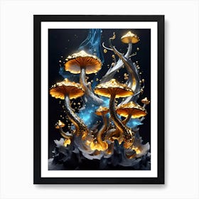 Mushrooms On Fire Art Print