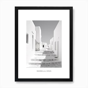 Poster Of Mykonos, Greece, Photography In Black And White 2 Art Print