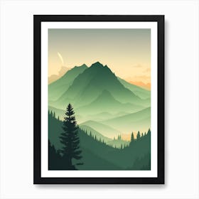 Misty Mountains Vertical Composition In Green Tone 101 Art Print