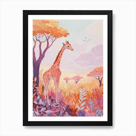 Orange Sunset Giraffe Art Print