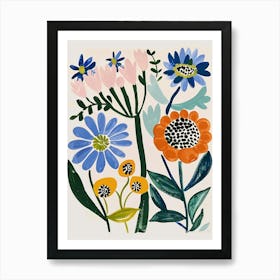 Painted Florals Scabiosa 3 Art Print