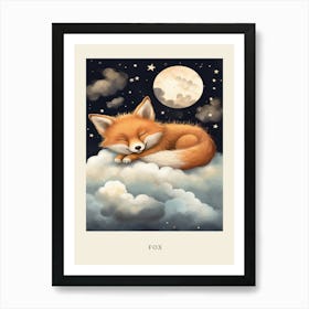 Baby Fox 11 Sleeping In The Clouds Nursery Poster Art Print
