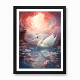 Swan In The Water Art Print