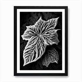Raspberry Leaf Linocut 6 Art Print