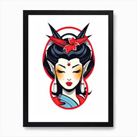 Geisha Minimal Illustration 3 Art Print