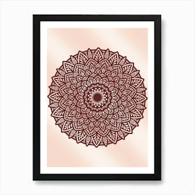 WA240001 - Intricate Bohemian Mandala - Detailed Geometric Design in Warm Earth Tones Art Print