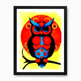 Nocturnal animal art, Abstract owl art, 1365 Art Print