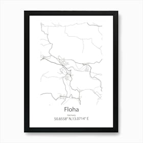 Floha,Germany Minimalist Map Art Print