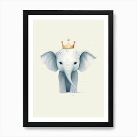 Little Elephant 1 Wearing A Crown Art Print