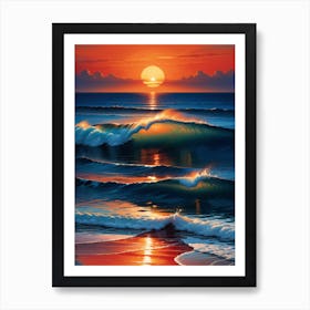 Sunset At The Beach 10 Art Print