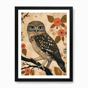 Brown Fish Owl Japanese Painting 6 Art Print