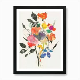 Rose 1 Collage Flower Bouquet Art Print