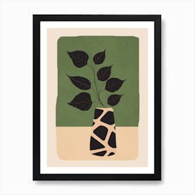 Modern Abstract Vase With Plant 2 Art Print