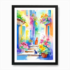 The Cat and the House Full of Flowers Art Print