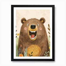 Brown Bear Growling Storybook Illustration 2 Art Print