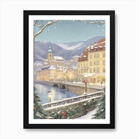 Vintage Winter Illustration Lucerne Switzerland 1 Poster