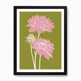 Pink & Green Dahlia 1 Art Print