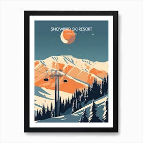 Poster Of Snowbird Ski Resort   Utah, Usa, Ski Resort Illustration 2 Art Print