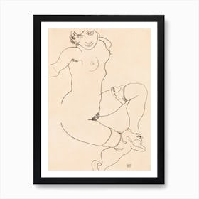 Naked Lady In Lingerie, Seated Nude In Shoes And Stockings (1918), Egon Schiele Art Print