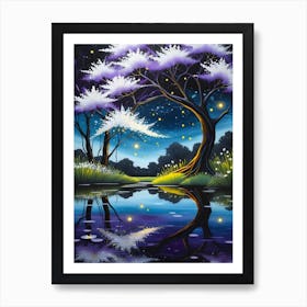 Night Sky With Trees Art Print