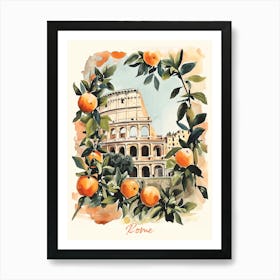 Rome Italy Colloseum With Oranges Art Print