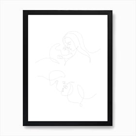 Him & Her, Wall Art, Fashion, Line Art, Outline, Line Drawing Wall Print Art Print