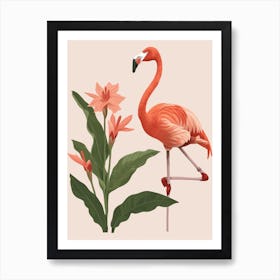 Jamess Flamingo And Canna Lily Minimalist Illustration 3 Art Print