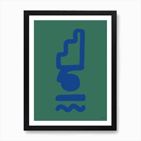 Totem Green And Blue Boho Minimalist Abstract Art Print