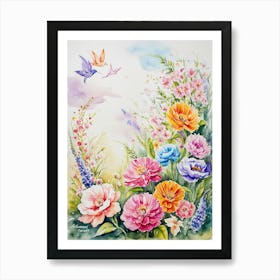 Watercolor Of Flowers 11 Art Print