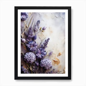 Purple Flowers On A White Background Art Print
