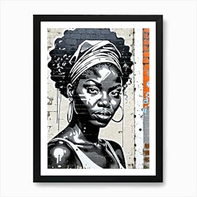 Vintage Graffiti Mural Of Beautiful Black Woman 136 Art Print