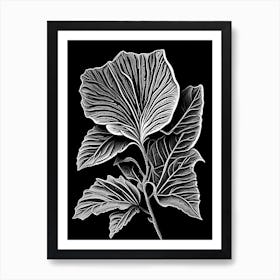 Primrose Leaf Linocut 3 Art Print