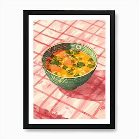 Pink Breakfast Food Miso Soup 4 Art Print
