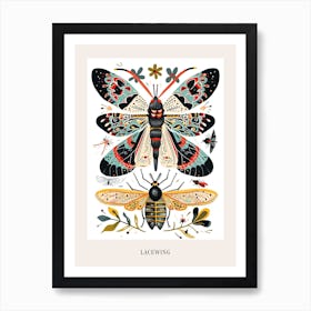 Colourful Insect Illustration Lacewing 7 Poster Art Print