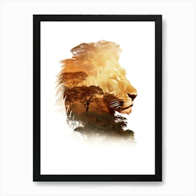 Lion In The Savannah Art Print