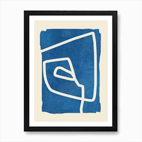 Abstract Minimal Blue Shapes Art Print