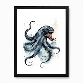 Kraken Watercolor Painting (22) Art Print