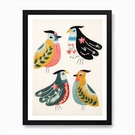 Folk Style Bird Painting Baldpate 2 Art Print