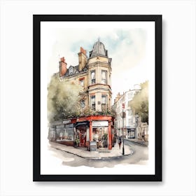 New Cross London Neighborhood, Watercolour 1 Art Print