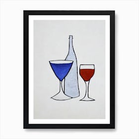 Assyrtiko Picasso 2 Line Drawing Cocktail Poster Art Print