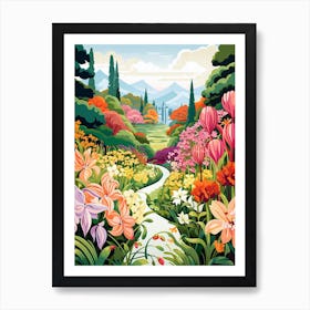 Butchart Garden Canada Modern Illustration 2 Art Print