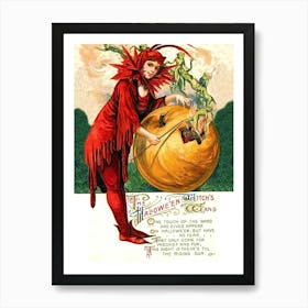 Halloween Witch With Magic Wand And A Poem Art Print